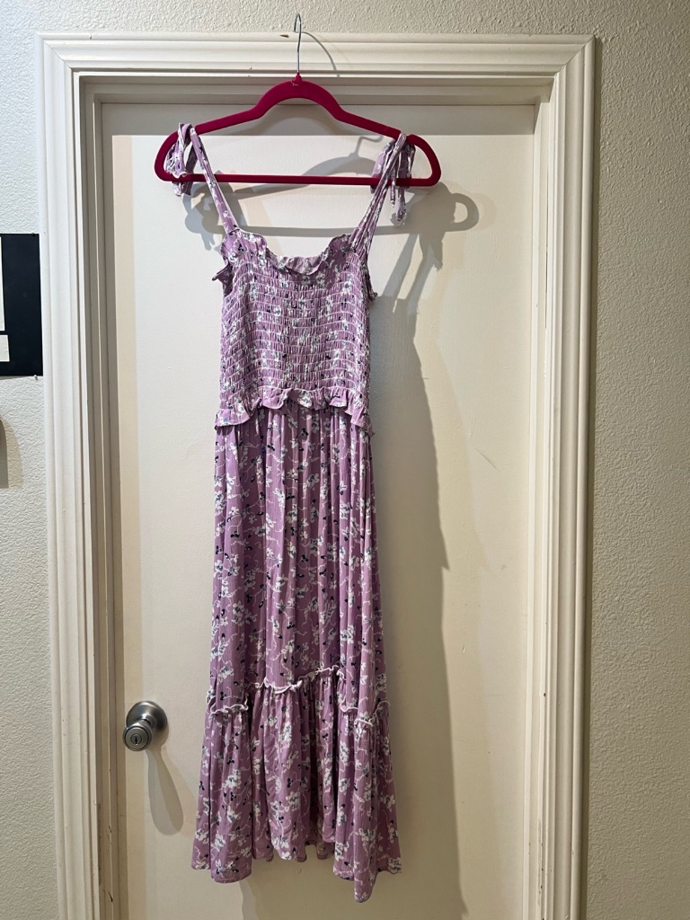 Aqua Lavender Floral Smocked Dress size M